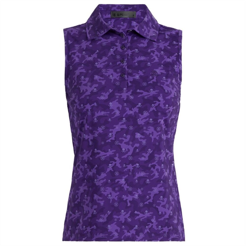 G/Fore Icon Camo Silky Tech Sleeveless Polo Shirt Midsummer Purple Size XL NWT